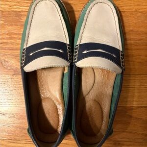 Sperry Penny Loafers Women’s 5.5 Green Navy Leather Boat Shoes